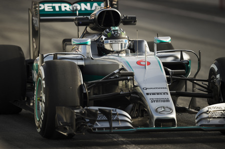 Driver Nico Rosberg.  Team Mercedes. Formula One Test Days at Circuit de Catalunya. Montmelo, Spain. February 23, 2016のeditorial素材