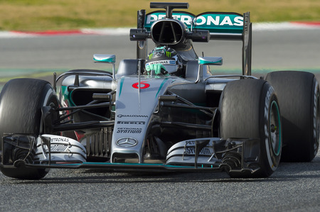Driver Nico Rosberg.  Team Mercedes. Formula One Test Days at Circuit de Catalunya. Montmelo, Spain. February 23, 2016のeditorial素材