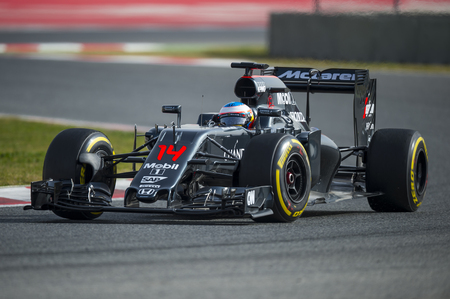 Driver Fernando Alonso.  Team McLaren. Formula One Test Days at Circuit de Catalunya. Montmelo, Spain. February 23, 2016のeditorial素材
