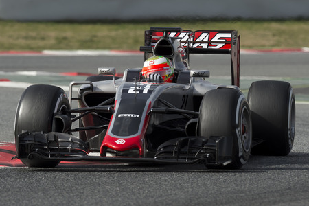 Driver Esteban Gutierrez.  Team Hass. Formula One Test Days at Circuit de Catalunya. Montmelo, Spain. February 23, 2016のeditorial素材