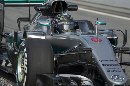 Driver Nico Rosberg.  Team Mercedes. Formula One Test Days at Circuit de Catalunya. Montmelo, Spain. February 25, 2016のeditorial素材