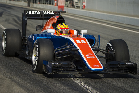 Driver Rio Haryanto.  Team Manor F1. Formula One Test Days at Circuit de Catalunya. Montmelo, Spain. February 25, 2016のeditorial素材
