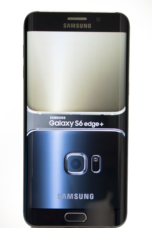 Mobile Samsung galaxy 6 Edge. Mobile World Centre. Barcelona, Spain. February 27, 2016のeditorial素材
