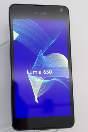 Mobile Microsoft Lumia 650. Mobile World Centre. Barcelona, Spain. February 27, 2016のeditorial素材