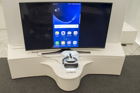 Samsung Gear VR. Mobile World Centre. Barcelona, Spain. February 27, 2016のeditorial素材