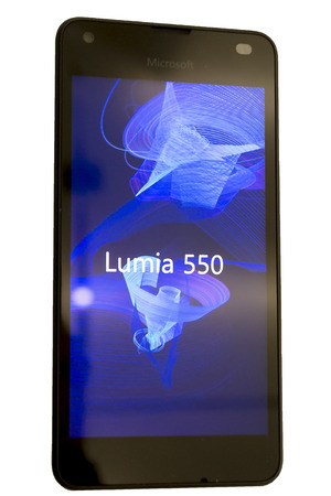 Mobile Microsoft Lumia 550. Mobile World Centre. Barcelona, Spain. February 27, 2016のeditorial素材