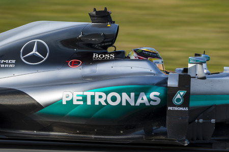 Driver Lewis Hamilton. Team Mercedes. Formula One Test Days at Circuit de Catalunya. Montmelo, Spain. March 1, 2016のeditorial素材