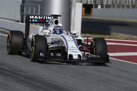 Driver Valtteri Bottas. Team Williams Martini. Formula One Test Days at Circuit de Catalunya. Montmelo, Spain. March 1, 2016のeditorial素材