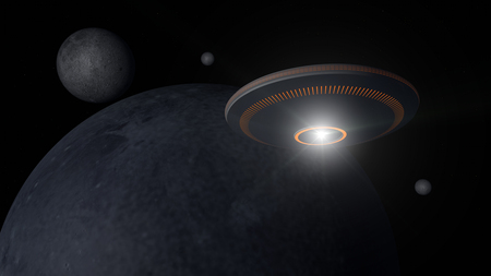 UFO Spaceship and alien planetの写真素材