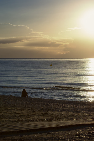 Sunset on the beachの写真素材