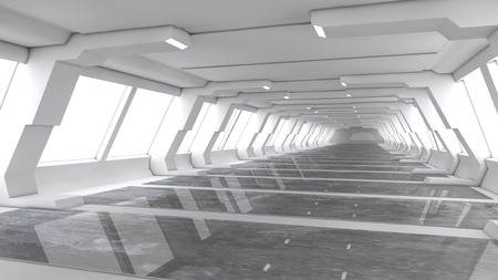 3d render. Futuristic spaceship inside corridorの写真素材
