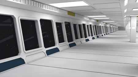 3d render. Futuristic spaceship inside corridorの写真素材