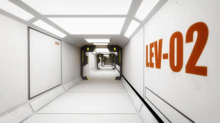 3d render. Futuristic spaceship inside corridorの写真素材
