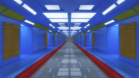 3d render. Futuristic spaceship inside corridorの写真素材