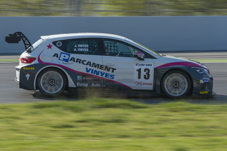 Driver Joan Vinyes. GT Cup. Catalan Car Racing Championships. CER, Spanish Endurance Cup at Circuit de Catalunya. Montmelo, Spain. April 03, 2016のeditorial素材
