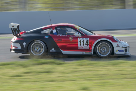 Driver Thomas Laurent. GT Cup. Catalan Car Racing Championships. CER, Spanish Endurance Cup at Circuit de Catalunya. Montmelo, Spain. April 03, 2016のeditorial素材