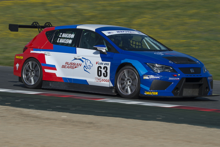 Driver Evgeniy Makushin. GT Cup. Catalan Car Racing Championships. CER, Spanish Endurance Cup at Circuit de Catalunya. Montmelo, Spain. April 03, 2016のeditorial素材