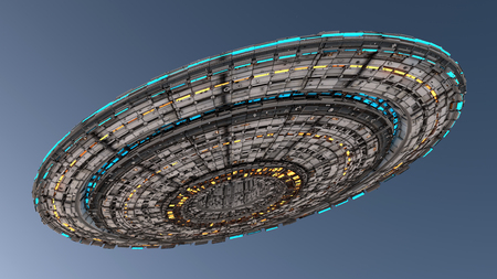 3d render. UFO Spaceship conceptの写真素材