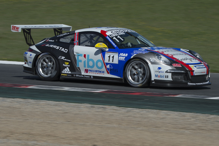 Driver Roar Lindland. Team Sebastien Loeb Racing. Porsche carrera Cup. Trofeo Targa Iberia at Circuit de Catalunya. Montmelo, Spain. April 23, 2016のeditorial素材