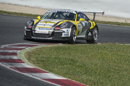 Driver Christophe Lapierre. Team Sebastien Loeb Racing. Porsche carrera Cup. Trofeo Targa Iberia at Circuit de Catalunya. Montmelo, Spain. April 23, 2016のeditorial素材