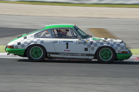 Driver Beltran. Porsche 911 2.0. Classic and legend Cup. Trofeo Targa Iberia at Circuit de Catalunya. Montmelo, Spain. April 23, 2016のeditorial素材