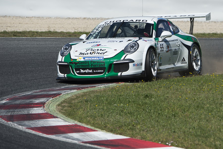 Driver Nicolas Misslin. Team Martinet. Porsche carrera Cup. Trofeo Targa Iberia at Circuit de Catalunya. Montmelo, Spain. April 23, 2016のeditorial素材