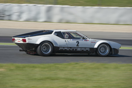 Driver Luis Villalba. Detomaso Pantera. Classic and legend Cup. Trofeo Targa Iberia at Circuit de Catalunya. Montmelo, Spain. April 23, 2016のeditorial素材