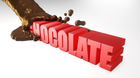 3d text and melted chocolateの写真素材