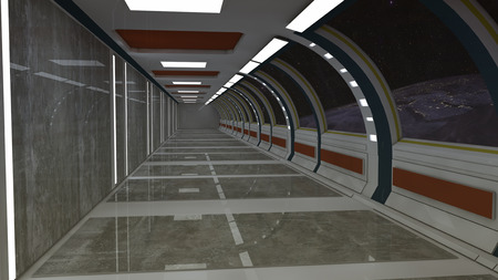 3d render. Futuristic spaceship insideの写真素材
