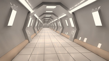 3d render interior. Futuristic hallway. Interior design conceptの写真素材