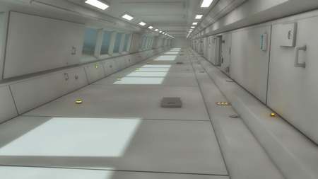 3d render interior. Futuristic hallway. Interior design conceptの写真素材