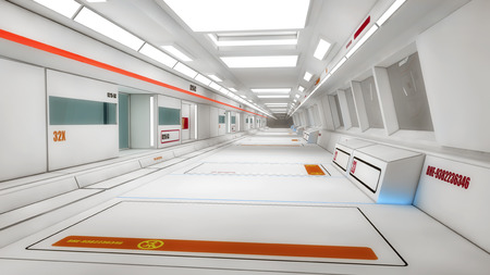 3d render interior. Futuristic hallway. Interior design conceptの写真素材