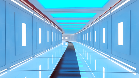 3d render interior. Futuristic hallway. Interior design conceptの写真素材