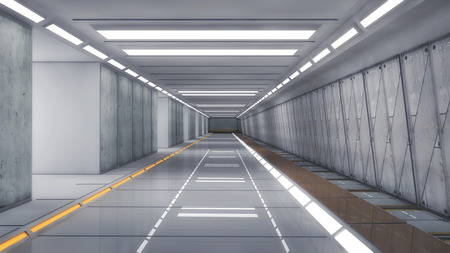 3d render interior. Futuristic hallway. Interior design conceptの写真素材