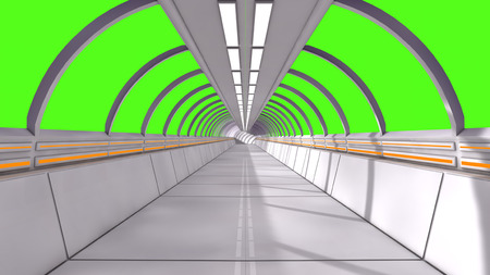 3d render interior. Futuristic hallway. Interior design conceptの写真素材