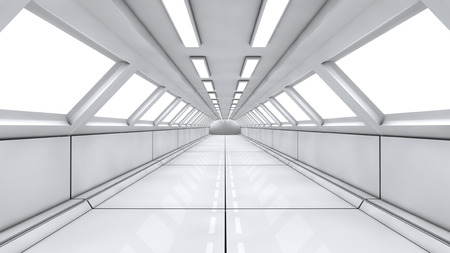 3d render interior. Futuristic hallway. Interior design conceptの写真素材