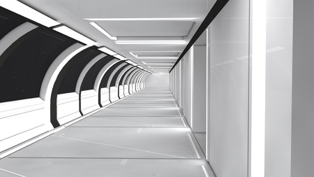 3d render interior. Futuristic hallway. Interior design conceptの写真素材