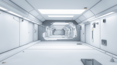 3d render interior. Futuristic hallway. Interior design conceptの写真素材
