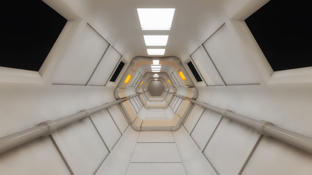 3d render interior. Futuristic hallway. Interior design conceptの写真素材
