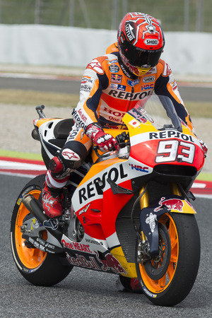 Driver Marc Marquez. Honda Team. Monster Energy Grand Prix of Catalonia MotoGP at Circuit of Catalonia. Barcelona, Spain, June 04, 2016のeditorial素材