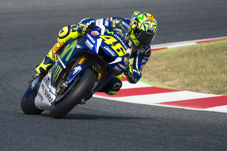 Driver Valentino Rossi. Yamaha Team. Monster Energy Grand Prix of Catalonia MotoGP at Circuit of Catalonia. Barcelona, Spain, June 04, 2016のeditorial素材