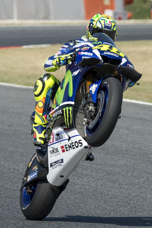 Driver Valentino Rossi. Yamaha Team. Monster Energy Grand Prix of Catalonia MotoGP at Circuit of Catalonia. Barcelona, Spain, June 5, 2016のeditorial素材