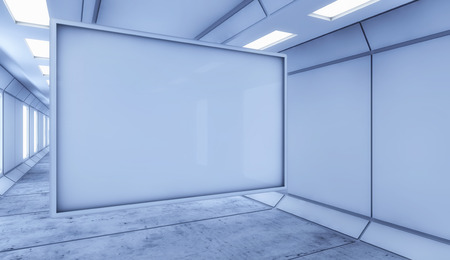 3d render interior. Futuristic hallway. Interior design concept