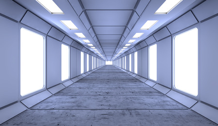 3d render interior. Futuristic hallway. Interior design conceptの写真素材