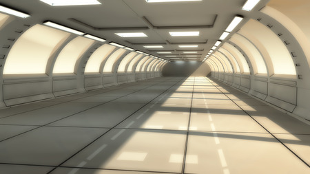 3d render interior. Futuristic hallway. Interior design conceptの写真素材
