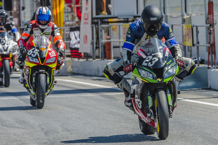 CompeticiÃ³ Coral Transports. 24 Hours of Catalunya Motorcycling at Circuit of Catalonia. Barcelona, Spain, July 9, 2016のeditorial素材