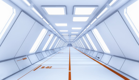 3d render interior. Futuristic hallway. Interior design conceptの写真素材