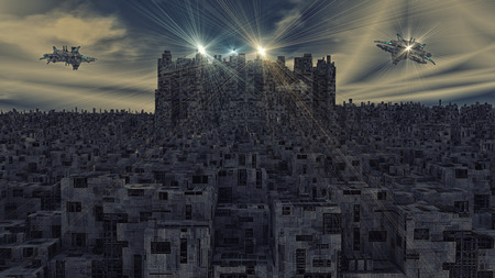 3d render. Futuristic spaceship UFOの写真素材