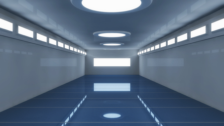 3d render interior. Futuristic hallway. Interior design conceptの写真素材