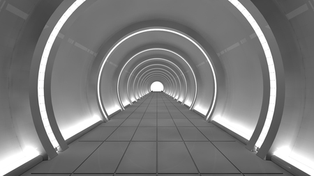 3d render interior. Futuristic hallway. Interior design conceptの写真素材